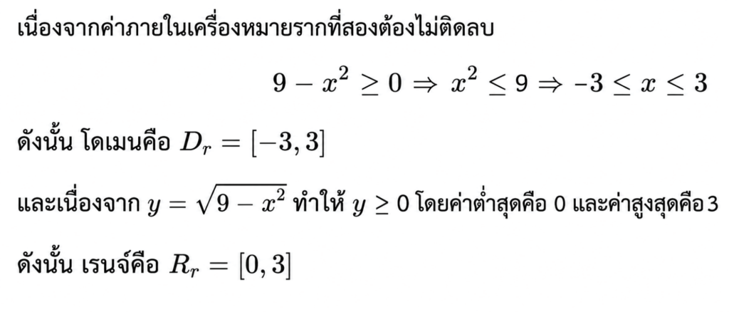 โจทย์เรื่องการหาโดเมนและเรนจ์ 2