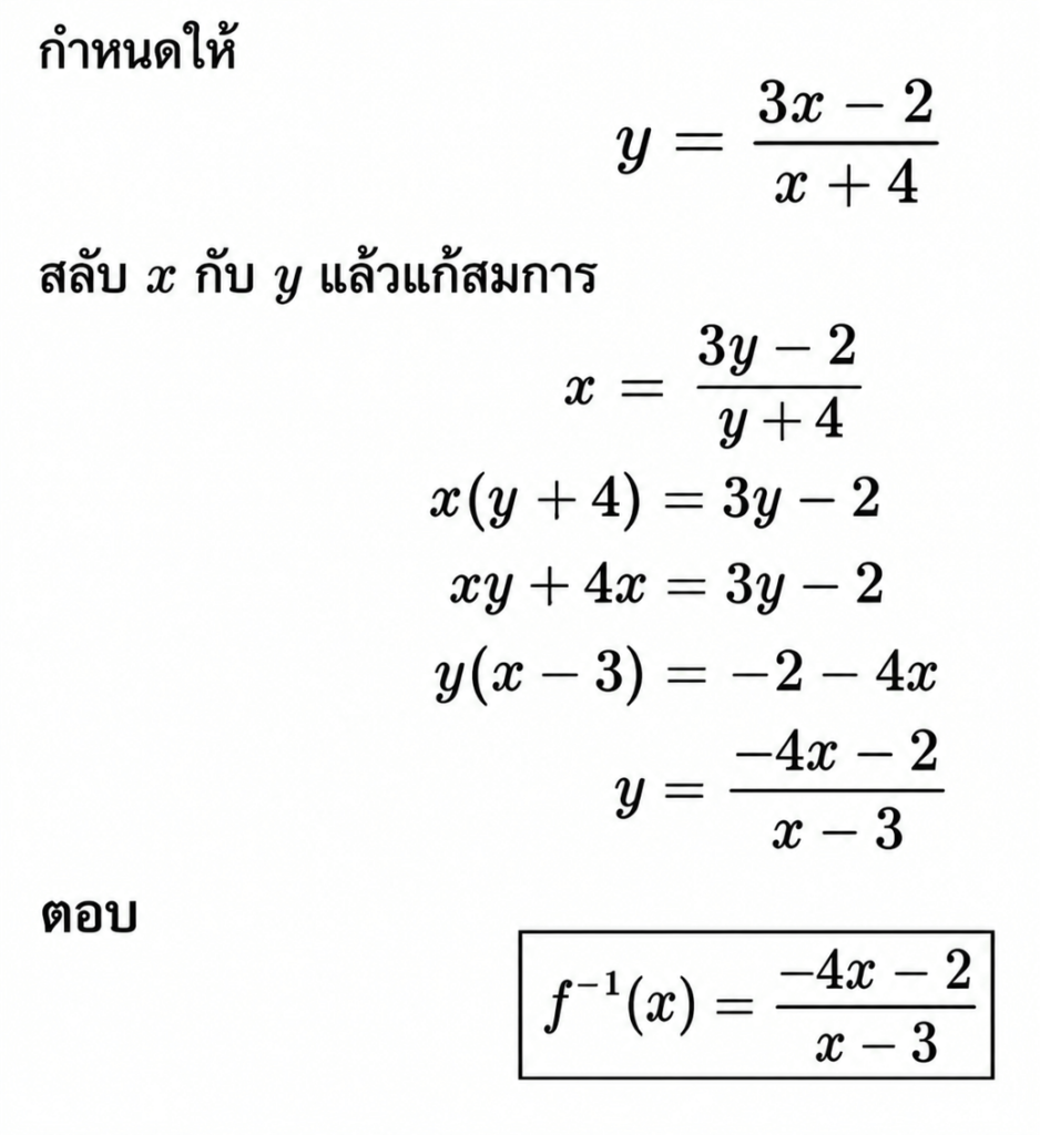 โจทย์เรื่องฟังก์ชันผกผัน 2